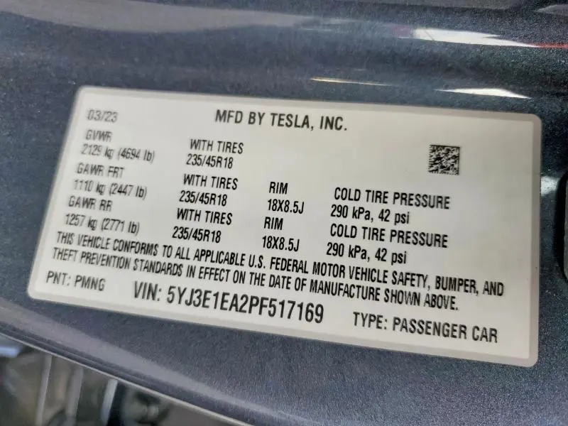 2023 TESLA MODEL 3   