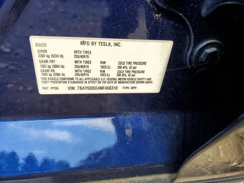 2022 TESLA MODEL Y   