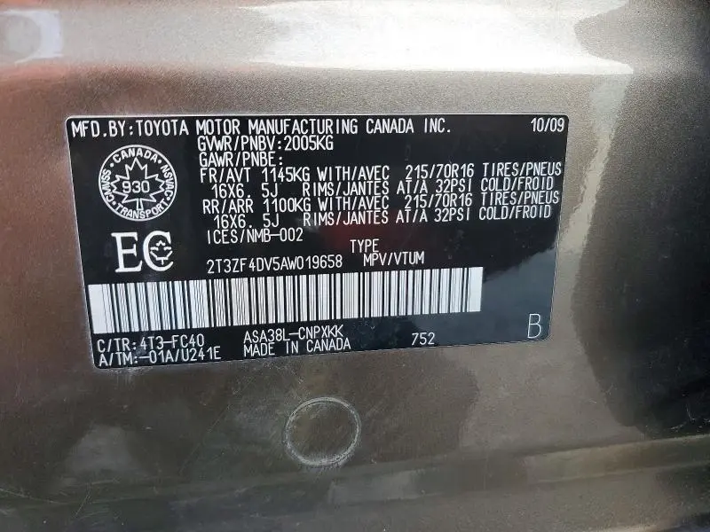 2010 TOYOTA RAV4 BASE  