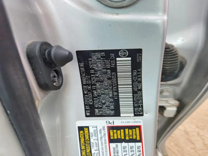 2012 TOYOTA CAMRY LE  