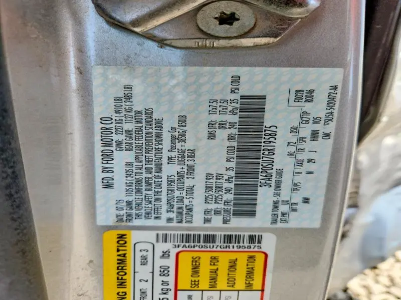 2016 FORD FUSION TITANIUM PHEV  