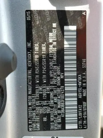2015 TOYOTA VENZA LE  
