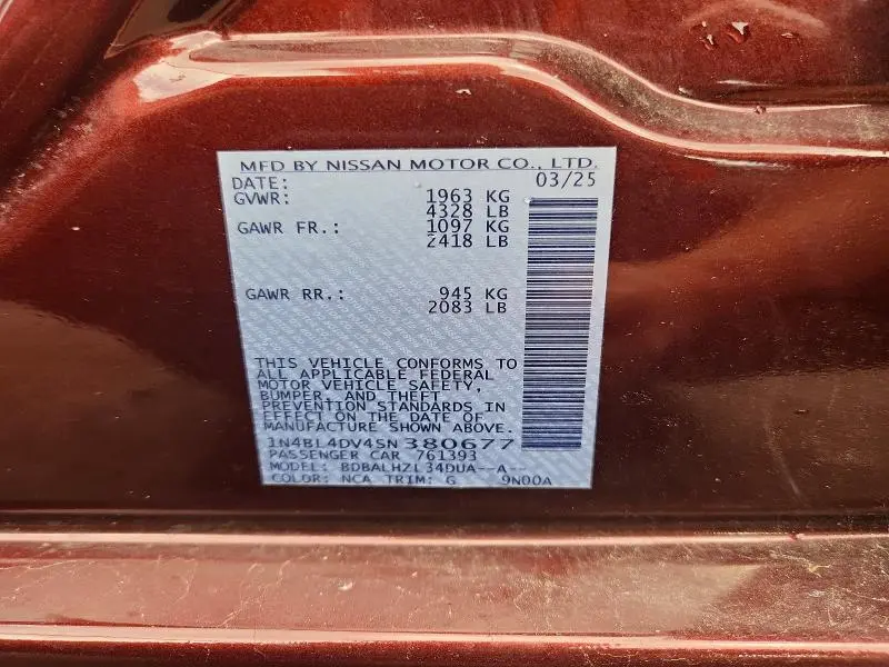 2025 NISSAN ALTIMA SV  