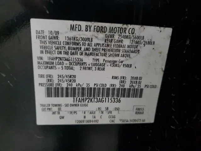 2010 FORD TAURUS SHO  