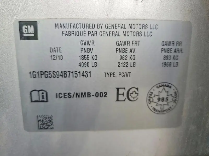 2011 CHEVROLET CRUZE LT  