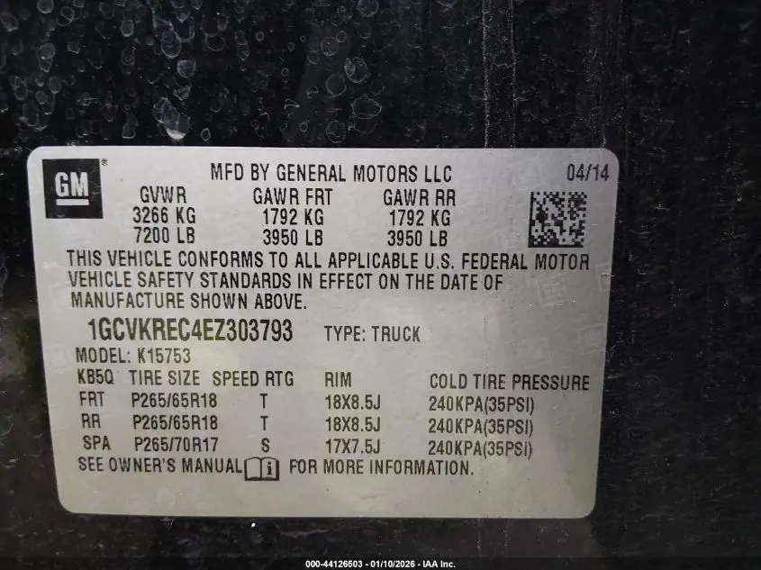 2014 CHEVROLET SILVERADO 1500 1LT