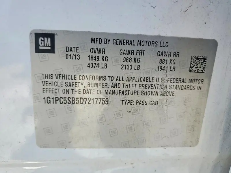 2013 CHEVROLET CRUZE LT  