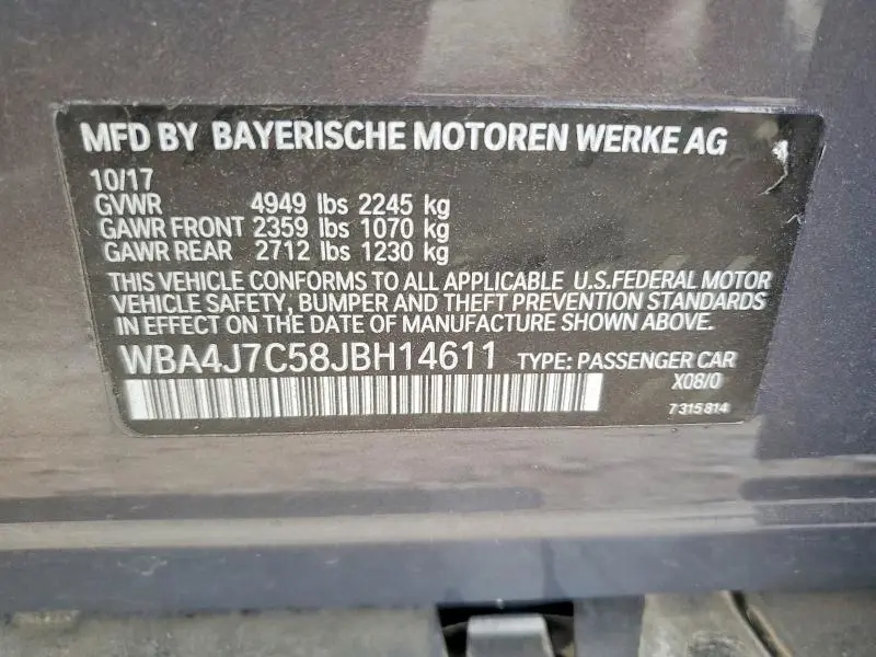 2018 BMW 440XI GRAN COUPE  