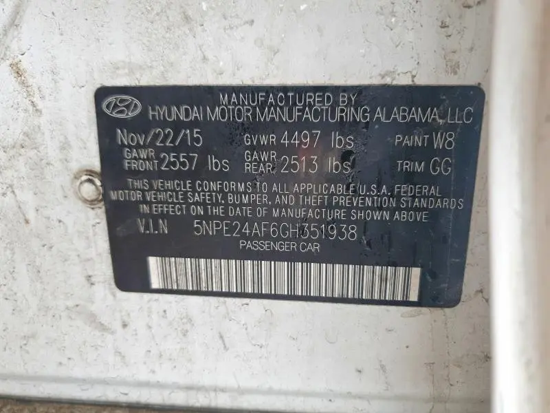 2016 HYUNDAI SONATA SE  