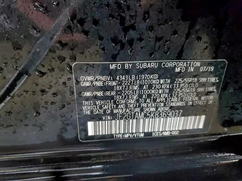 2019 SUBARU CROSSTREK LIMITED  