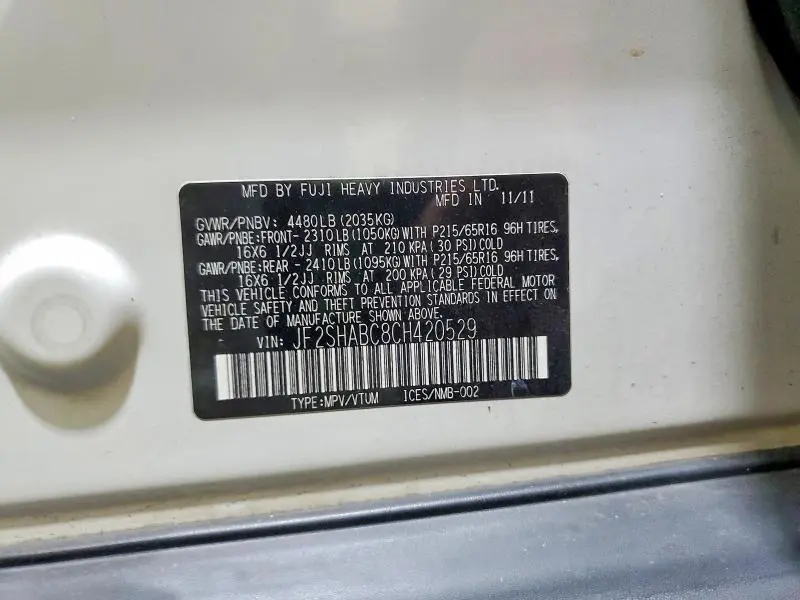 2012 SUBARU FORESTER 2.5X  