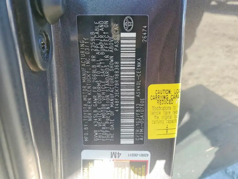 2011 TOYOTA CAMRY BASE  