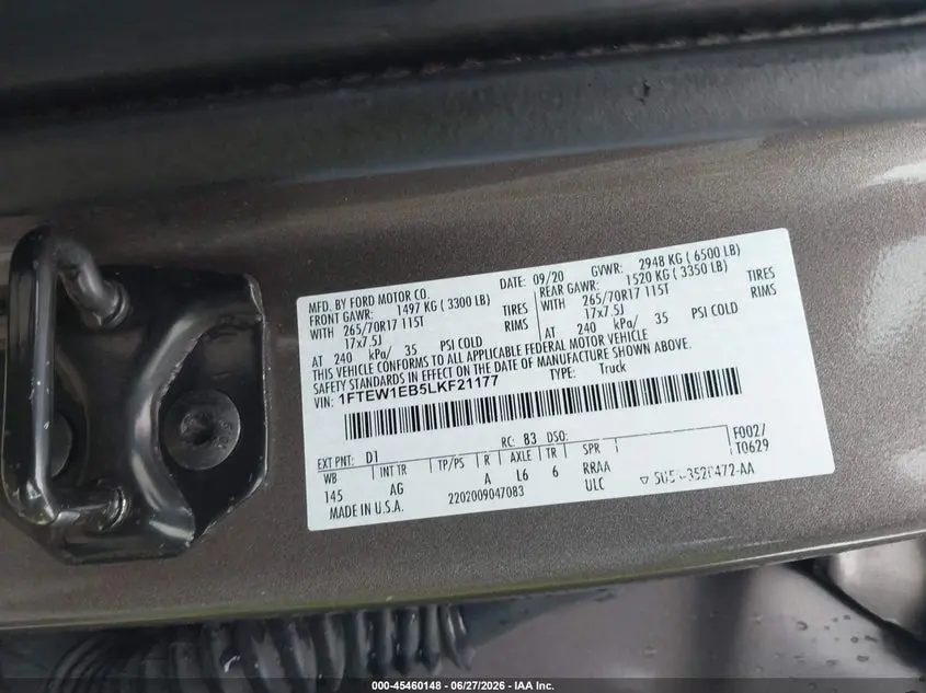 2020 FORD F-150 XL/XLT