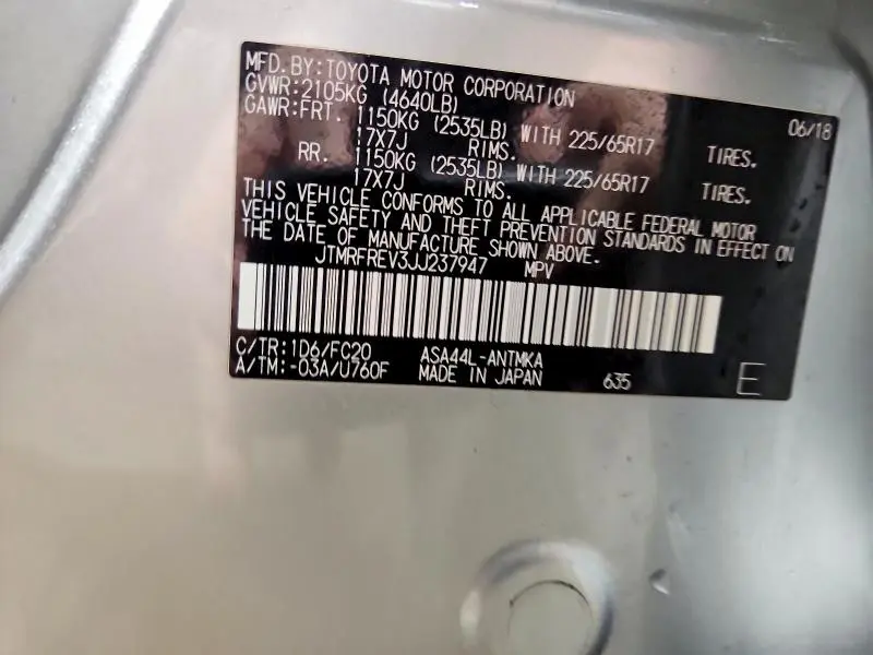 2018 TOYOTA RAV4 XLE  