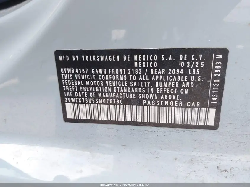 2025 VOLKSWAGEN JETTA 1.5T SE