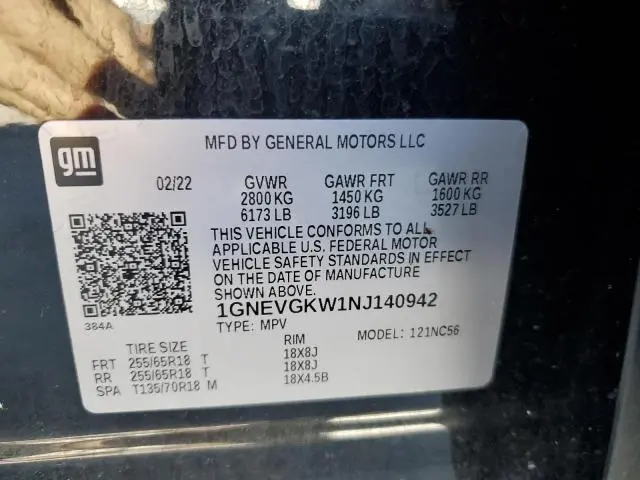 2022 CHEVROLET TRAVERSE LT  