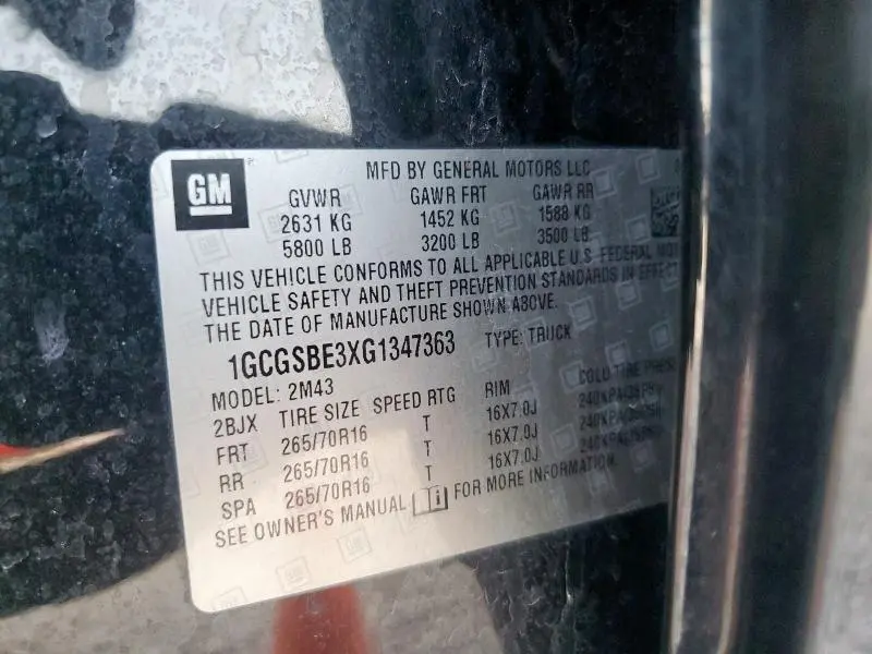 2016 CHEVROLET COLORADO   