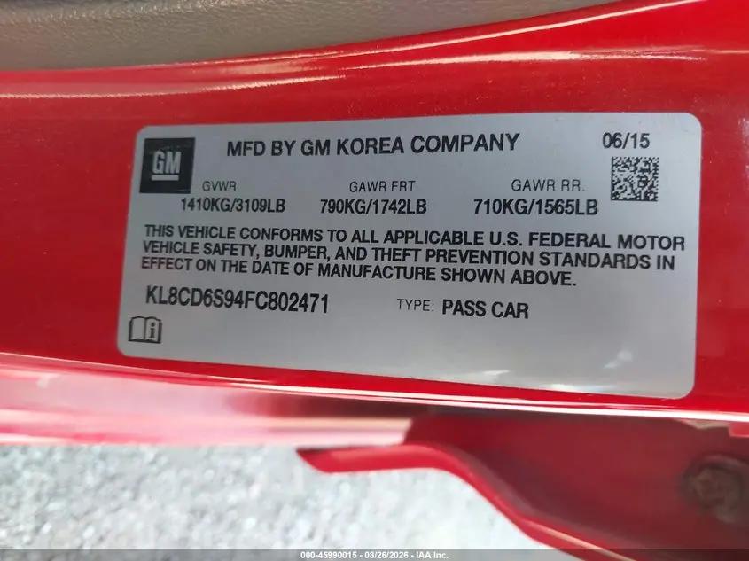 2015 CHEVROLET SPARK 1LT CVT