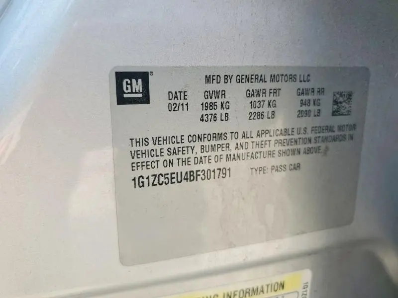2011 CHEVROLET MALIBU 1LT  