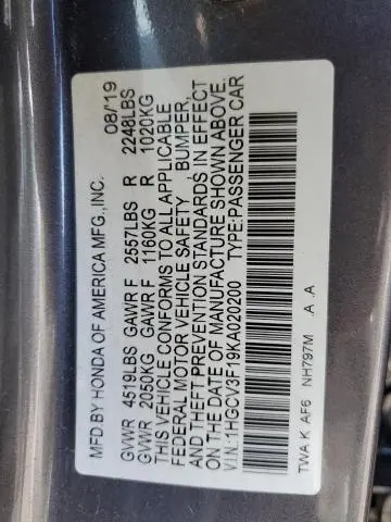 2019 HONDA ACCORD HYBRID  