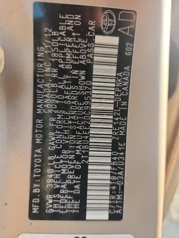 2013 TOYOTA COROLLA BASE  