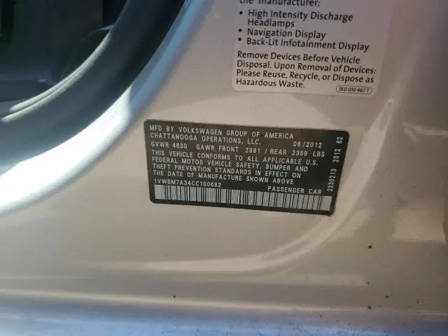 2012 VOLKSWAGEN PASSAT SE  