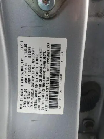 2015 HONDA ACCORD EXL  