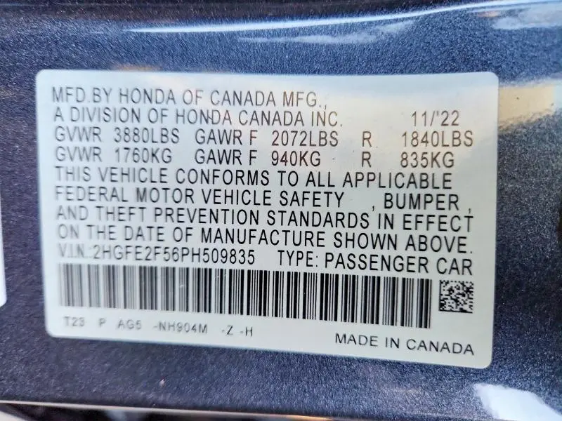 2023 HONDA CIVIC SPORT  