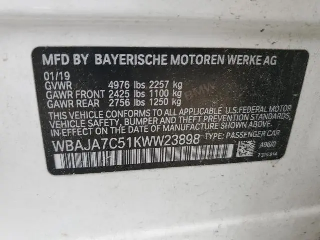 2019 BMW 530 XI  
