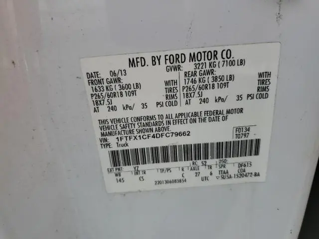 2013 FORD F150 SUPER CAB  