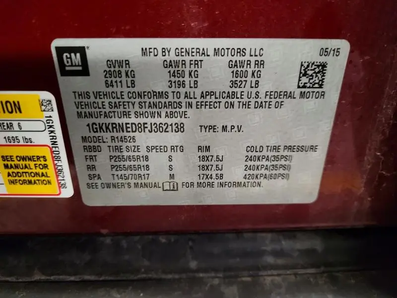 2015 GMC ACADIA SLE  