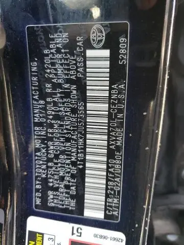 2018 TOYOTA CAMRY L  