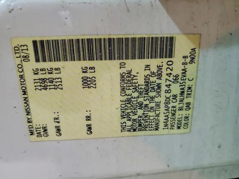 2013 NISSAN MAXIMA 3.5 S  