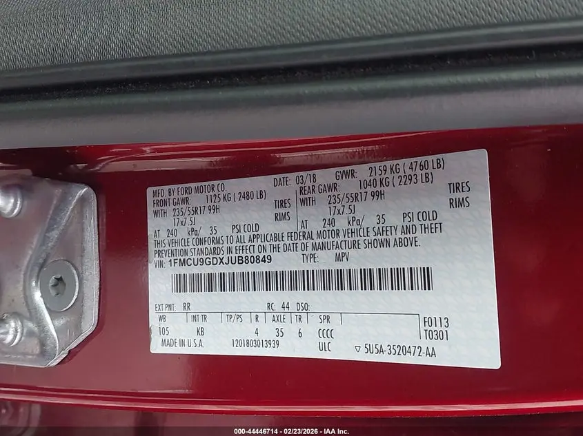 2018 FORD ESCAPE SE