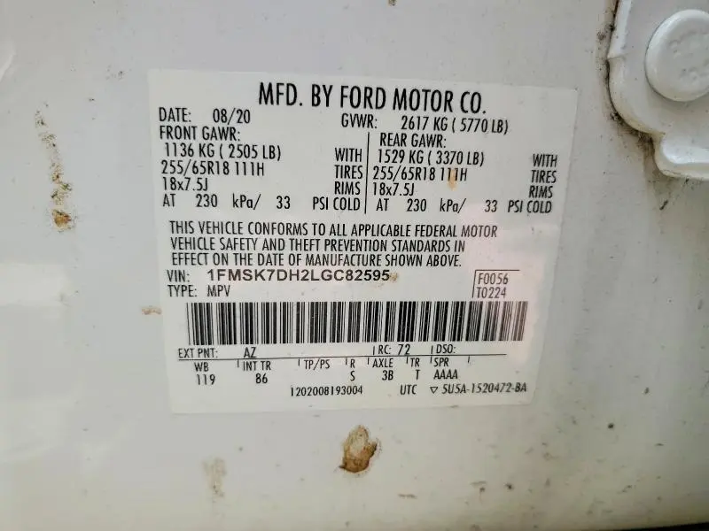 2020 FORD EXPLORER XLT  