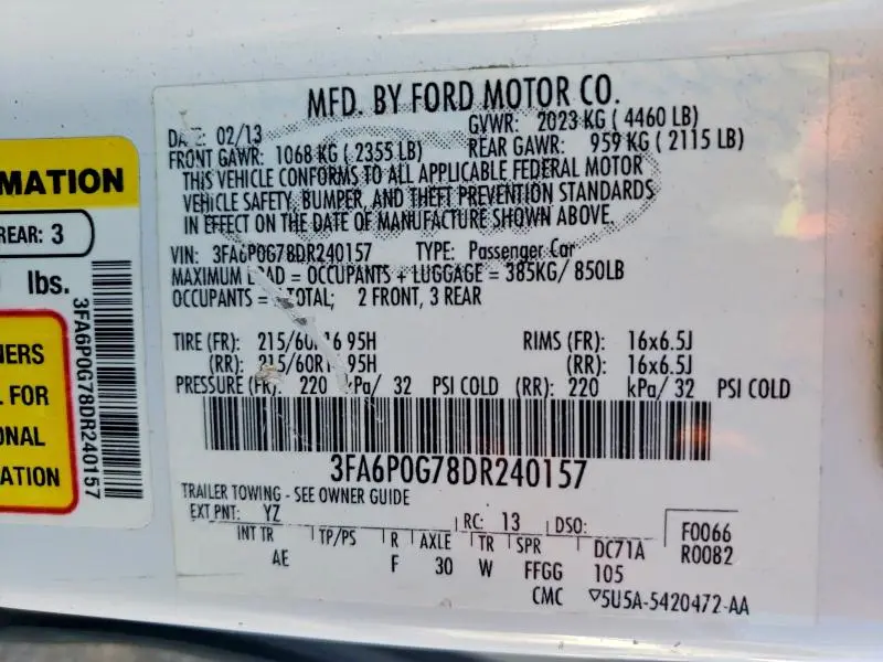 2013 FORD FUSION S  