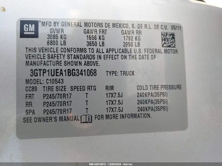 2011 GMC SIERRA 1500 SL