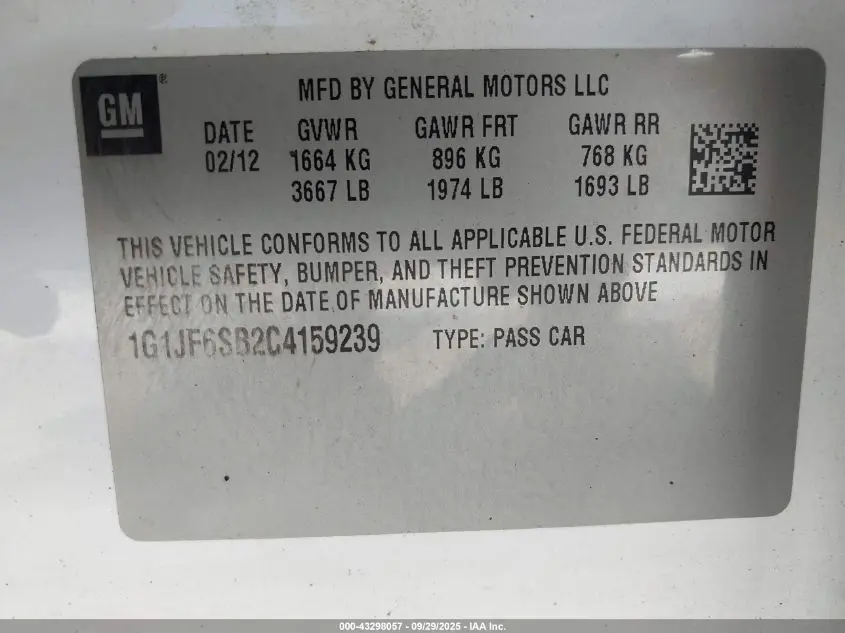 2012 CHEVROLET SONIC 1LZ