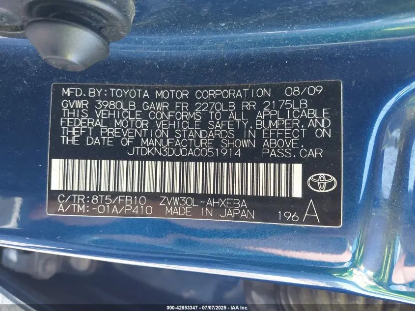 2010 TOYOTA PRIUS III