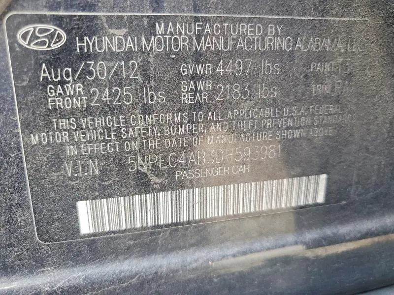 2013 HYUNDAI SONATA LIMITED 2.0T  