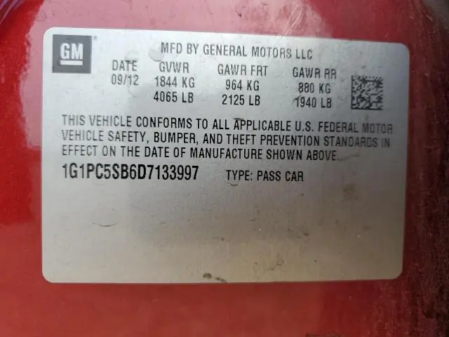 2013 CHEVROLET CRUZE LT  