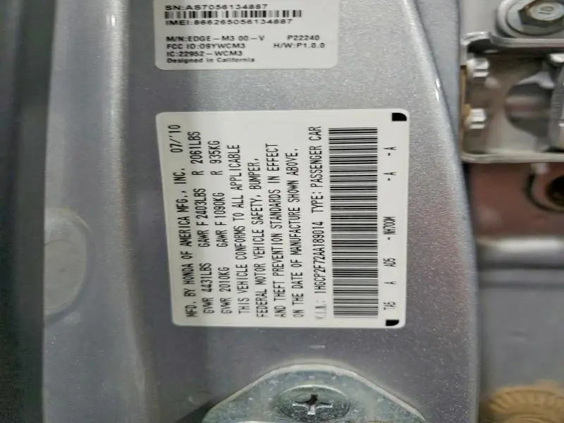 2010 HONDA ACCORD EX  