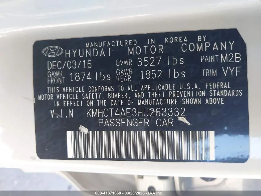 2017 HYUNDAI ACCENT SE