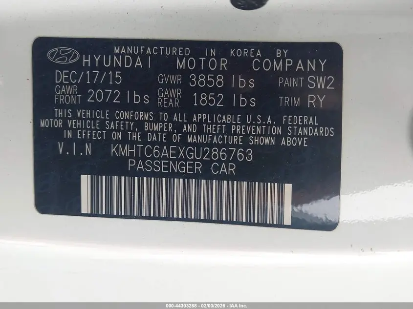 2016 HYUNDAI VELOSTER TURBO