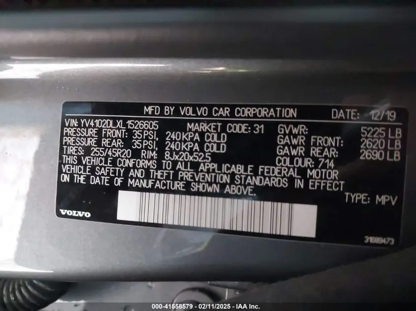 2020 VOLVO XC60 T5 INSCRIPTION