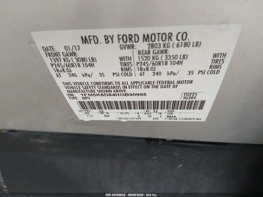 2017 FORD EXPLORER XLT