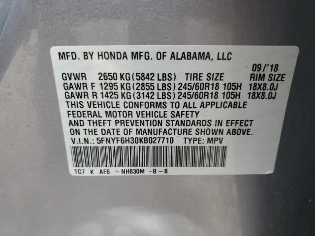 2019 HONDA PILOT EX