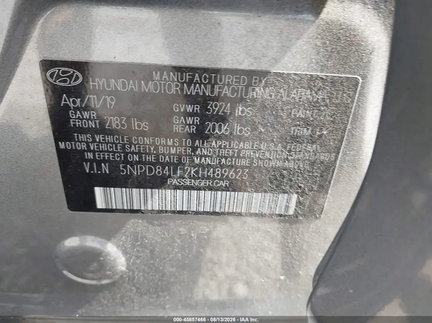 2019 HYUNDAI ELANTRA SEL