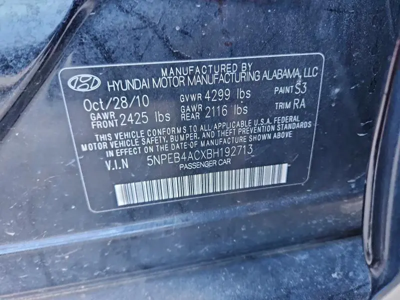 2011 HYUNDAI SONATA GLS  