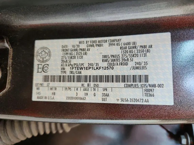 2020 FORD F150 SUPERCREW  